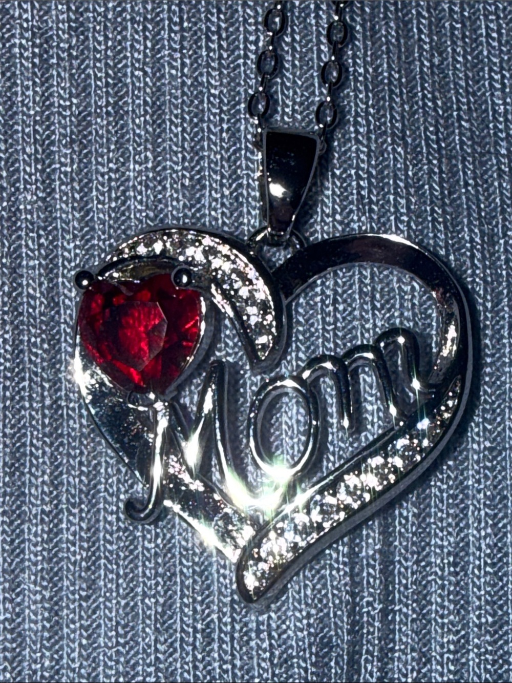 925 Sterling Silver Heart Mom GRA CERTIFIED Moissanite Diamond Pendant NECKLACE